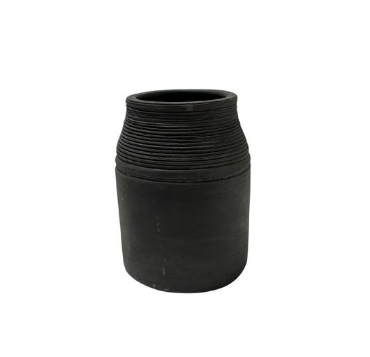 Terracotta Vase Natural Black H 6.3" & Dia 5.5" - Black