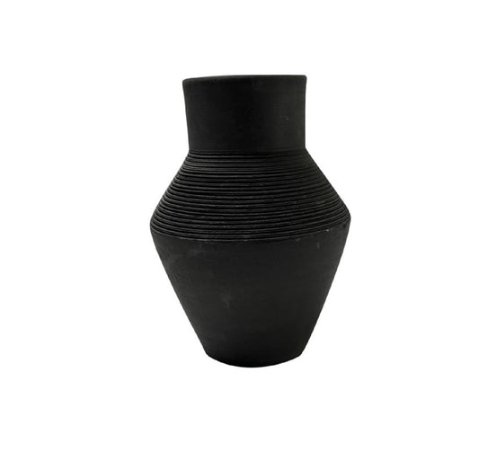 Terracotta Vase Natural Black H 8.7" & Dia 6.1" - Black