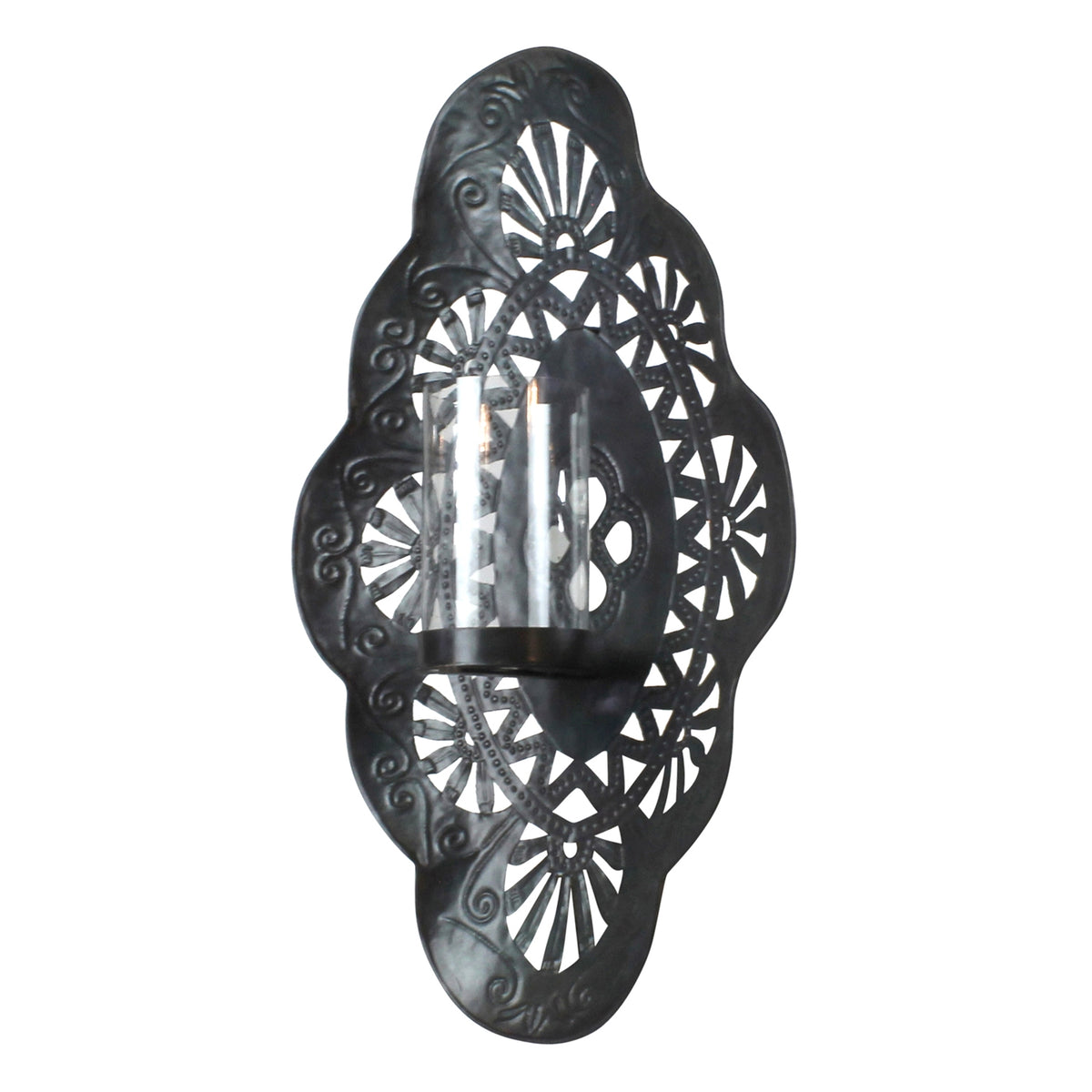 Wall Sconce w Glass Hurricane - Large