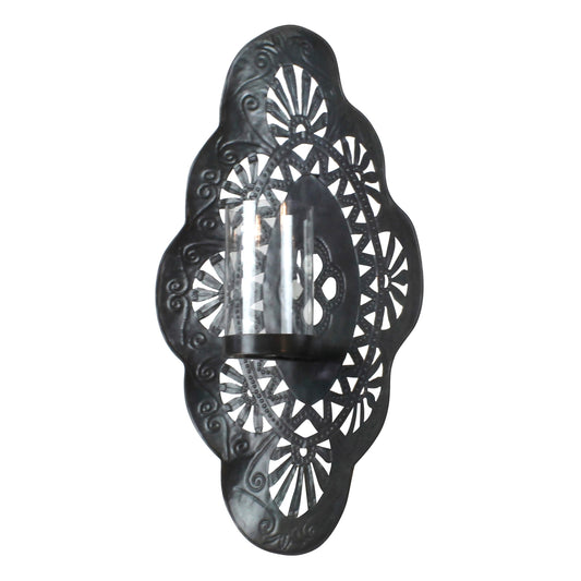 Wall Sconce w Glass Hurricane - Large