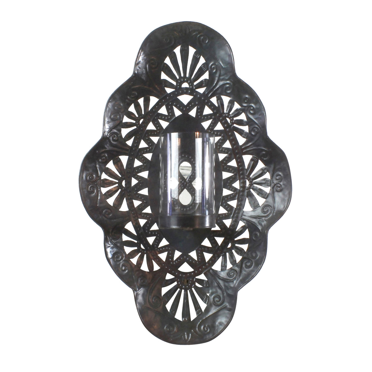 Wall Sconce w Glass Hurricane - Large