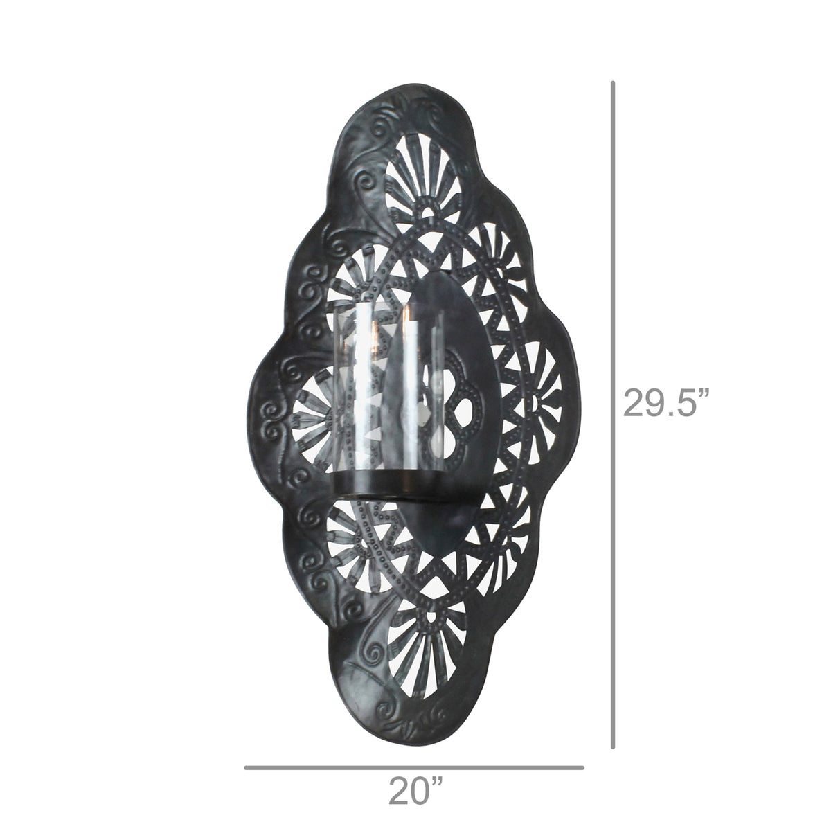 Wall Sconce w Glass Hurricane - Large