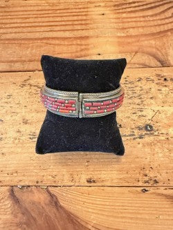 Beaded German Silver Bracelet with Turqouise Stone