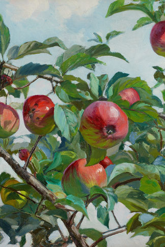 Bright Apple Tree Painting Artwork