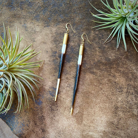 Porcupine Quill in Bullet Earrings, Shell Casings, Quills