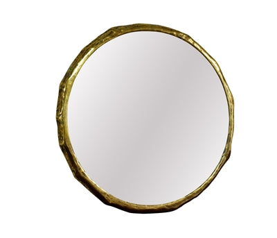 Sm. Organic Cast Aluminum Mirror 24”Dia - Brass Antq