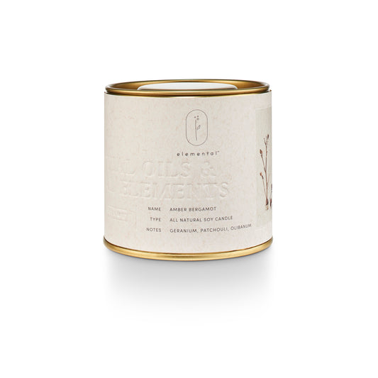 Amber Bergamont Natural Tin Candle