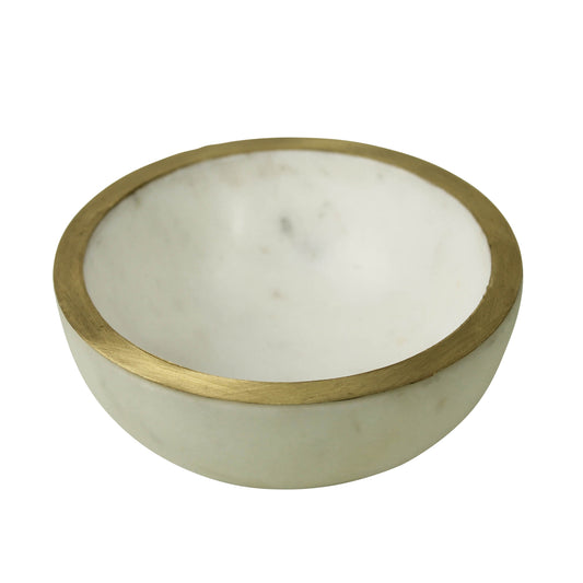 Loren Bowl with Brass Edge, Marble - Sm