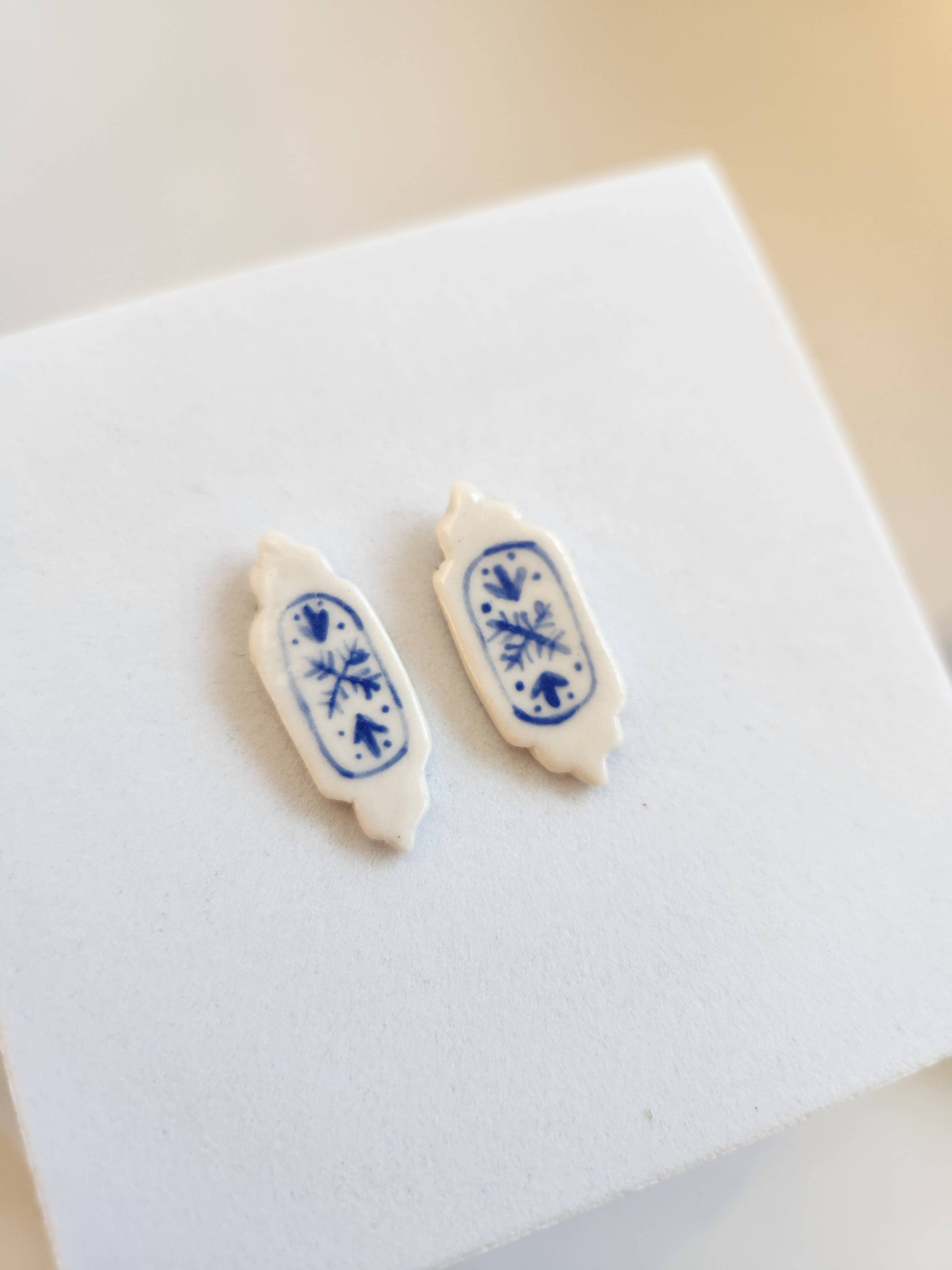 Framed Blue Floral Stud Earrings