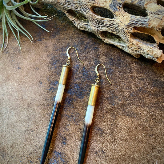 Porcupine Quill in Bullet Earrings, Shell Casings, Quills