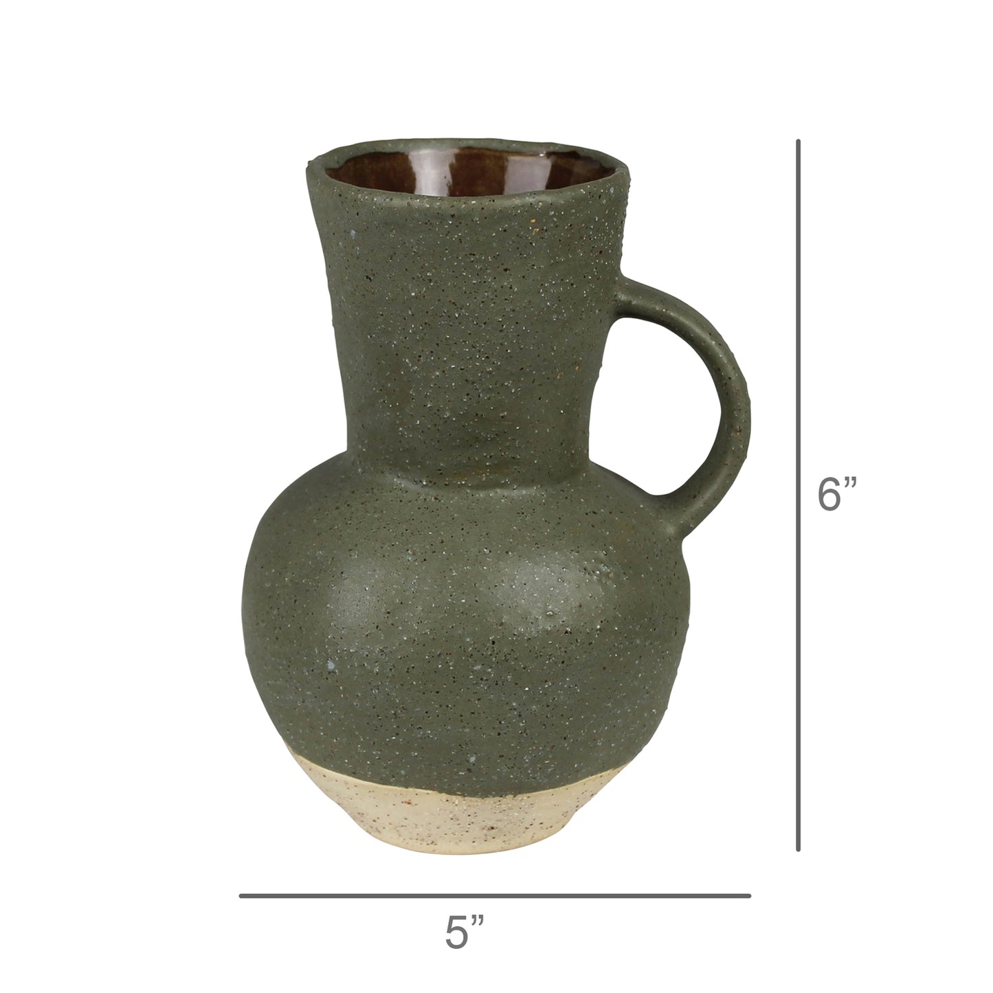 Umbria Vase with Single Handle, Ceramic, Green