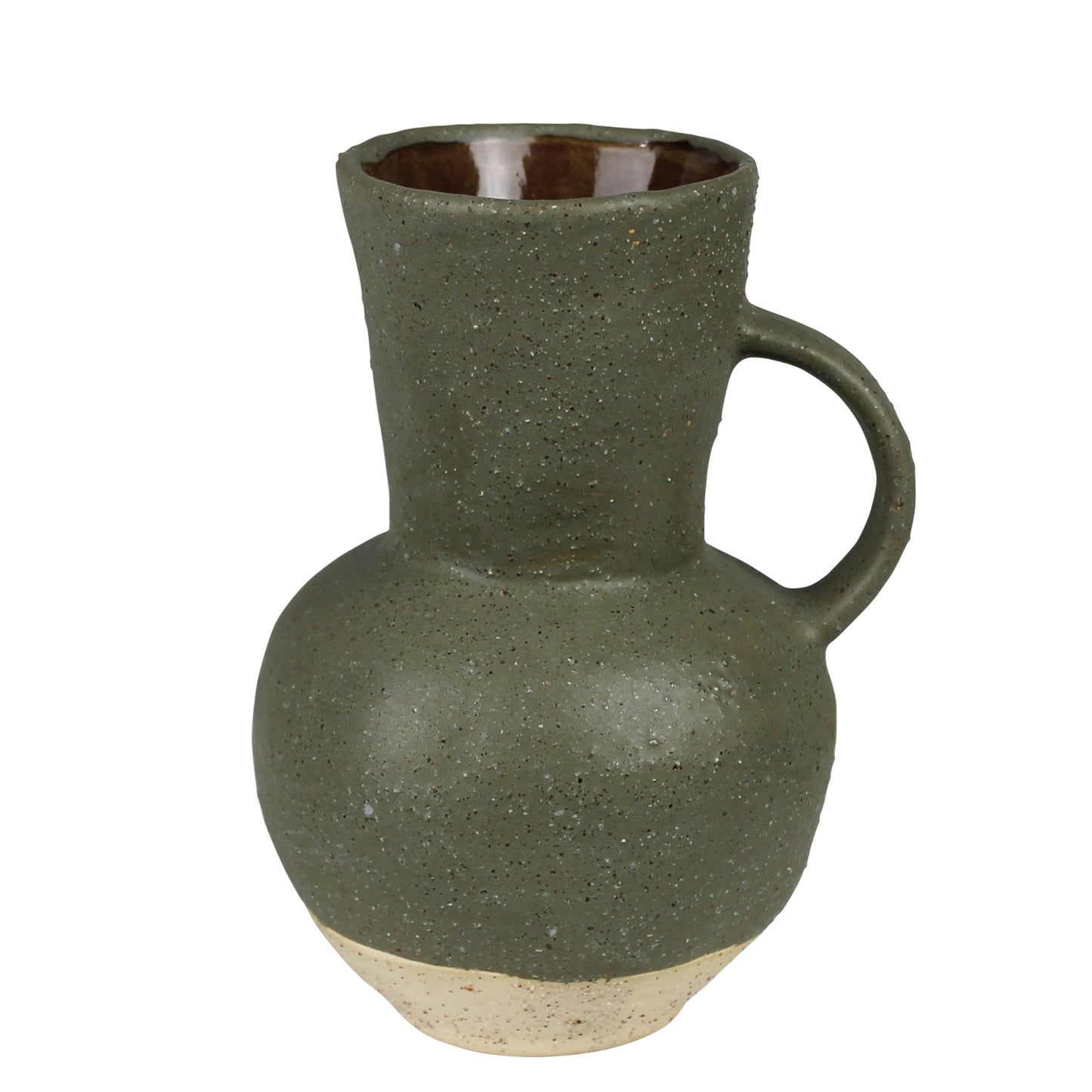 Umbria Vase with Single Handle, Ceramic, Green