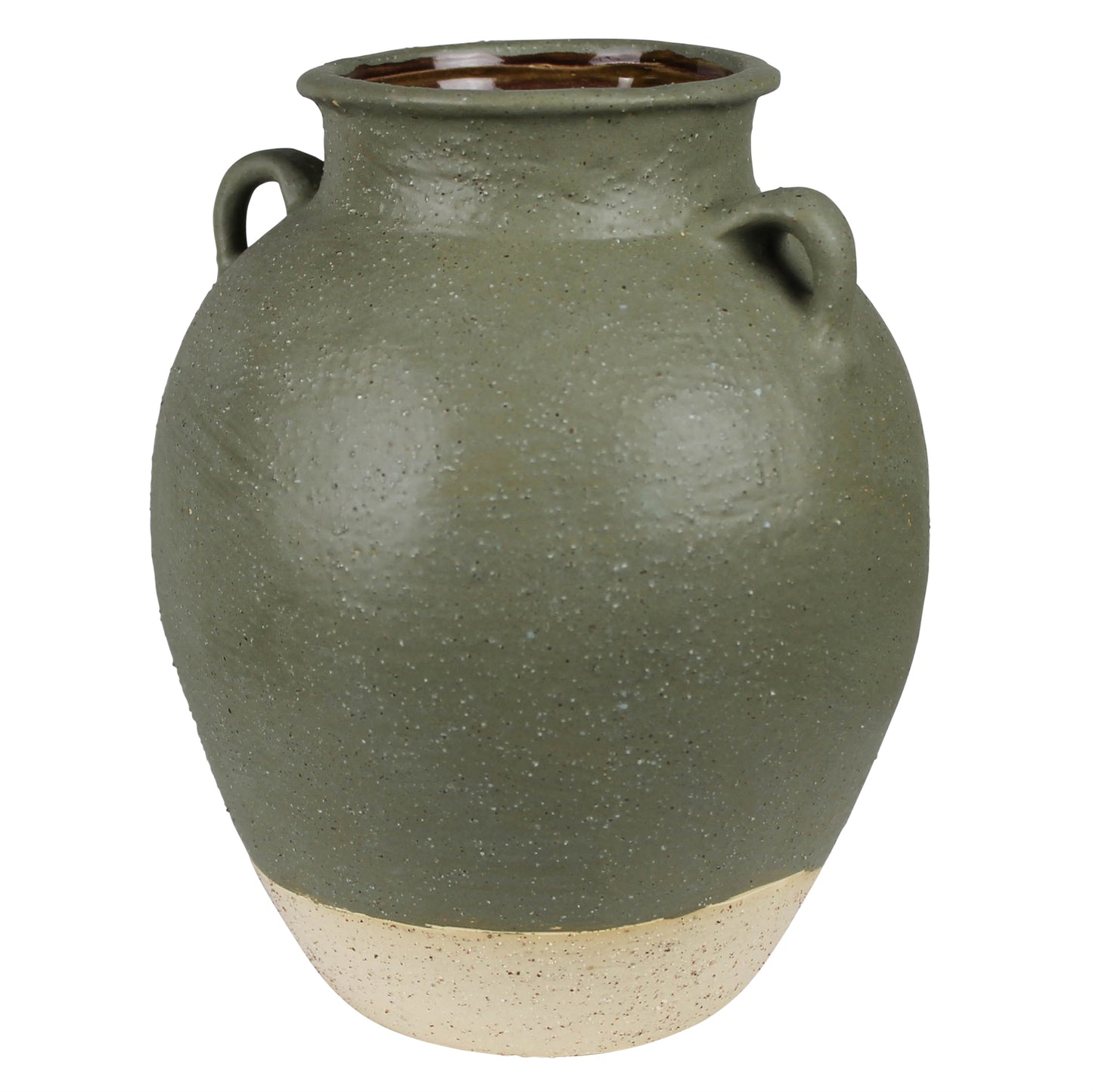 Umbria Pot with Small Handles, Ceramic, Green