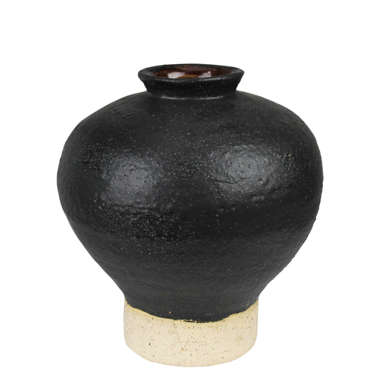 Umbria Vase with Small Neck, Ceramic, Black