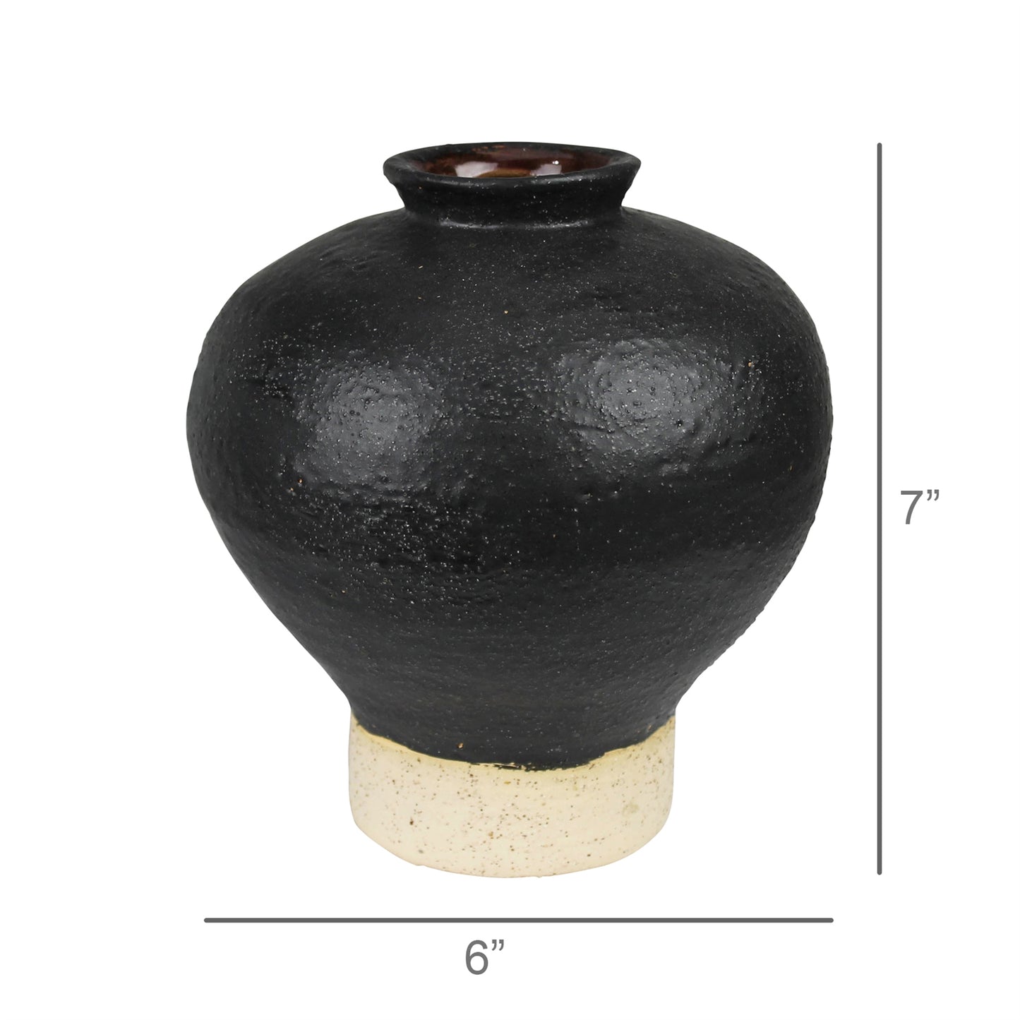 Umbria Vase with Small Neck, Ceramic, Black