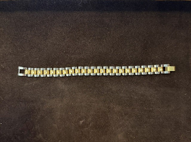 Silver Gold & Pearl Link Bracelet