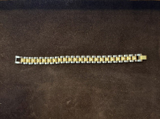 Silver Gold & Pearl Link Bracelet