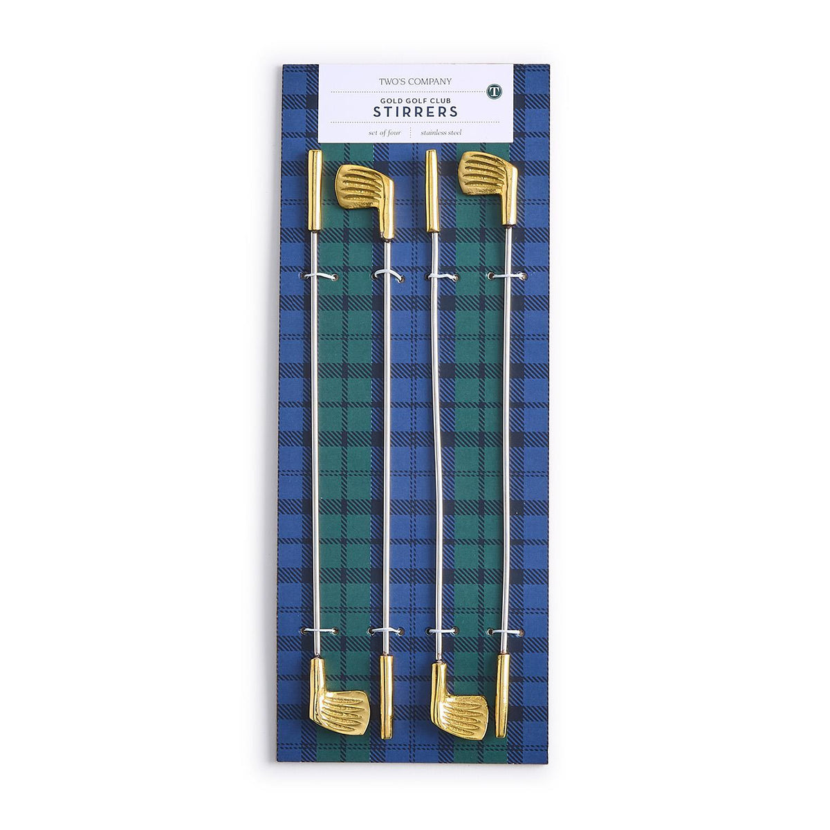 Gold Golf Club Stirrers on Gift Card (hand wash only) - Stainless Steel