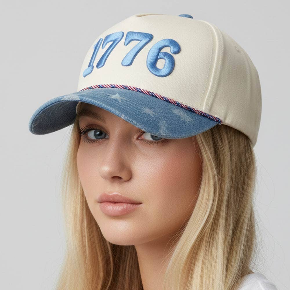 1776 American USA Patriotic Embroidered Baseball Cap