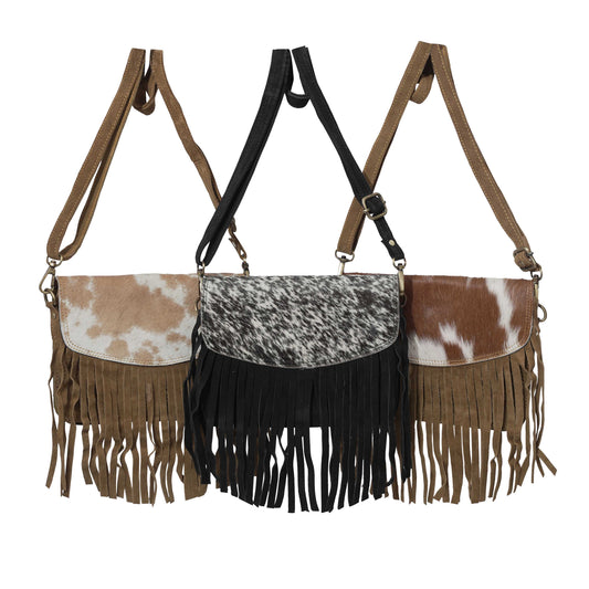 Fringed Cowhide & Leather Purse