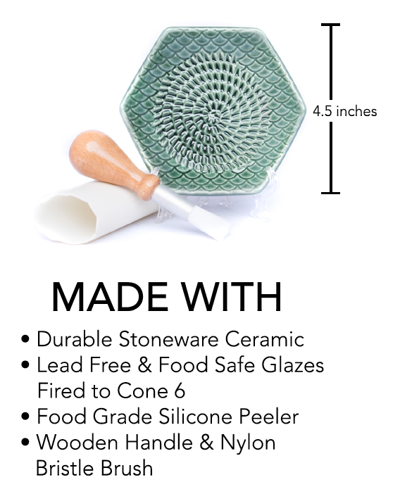 Tortoise 3 Piece Set: Ceramic Grater, Peeler, Brush