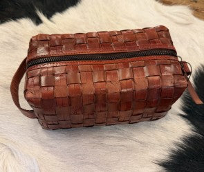 Woven Leather Dopp Kit