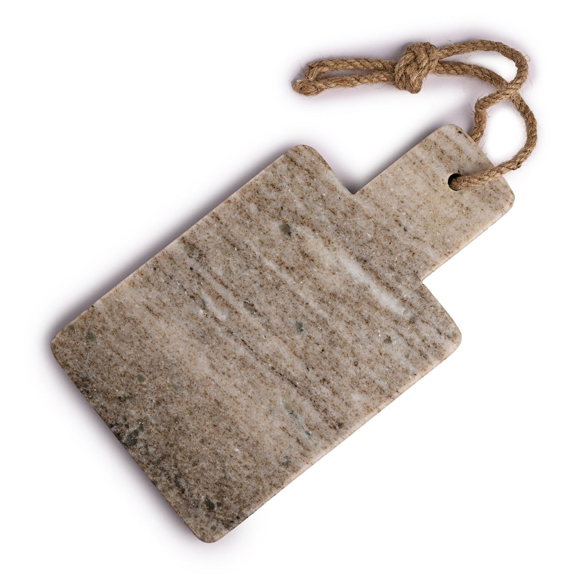Beige Marble Cheese Board w/ Jute Handle - Beige