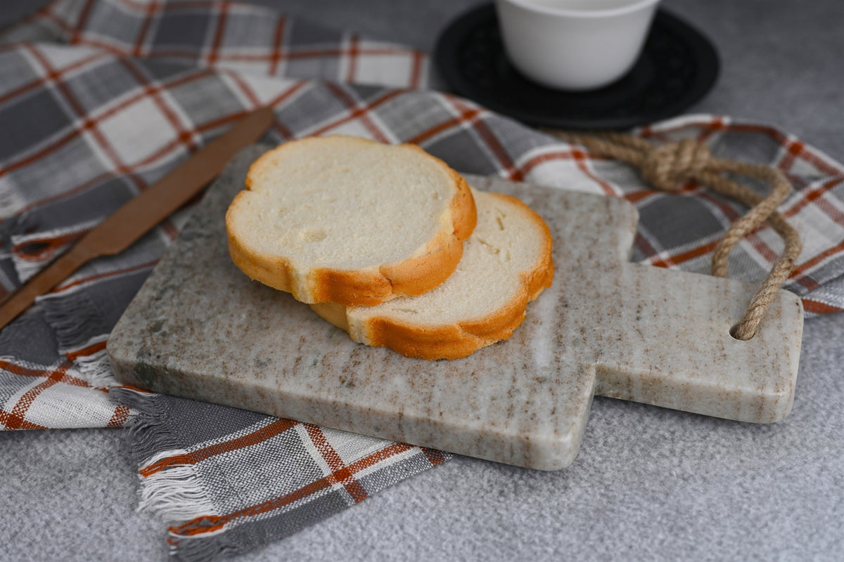 Beige Marble Cheese Board w/ Jute Handle - Beige