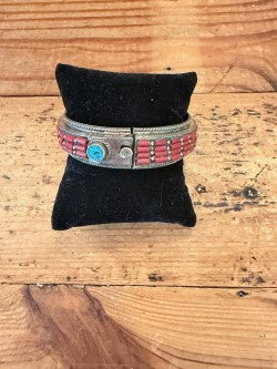 Beaded German Silver Bracelet with Turqouise Stone