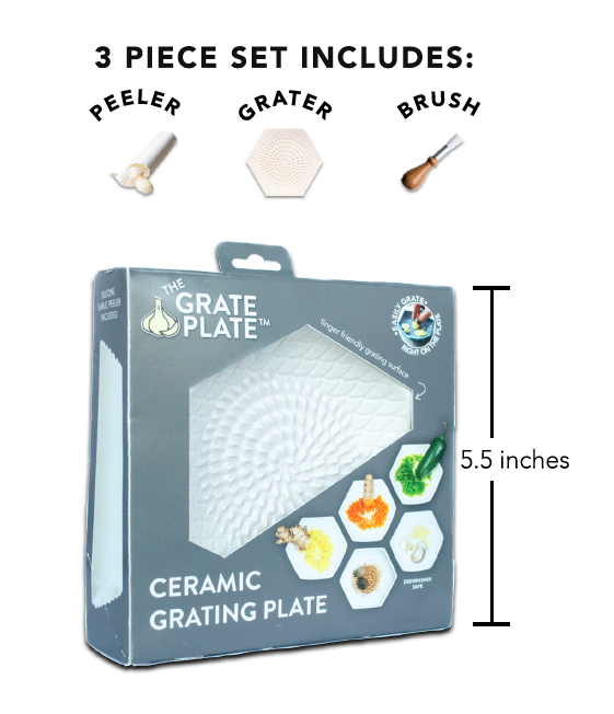 Tortoise 3 Piece Set: Ceramic Grater, Peeler, Brush