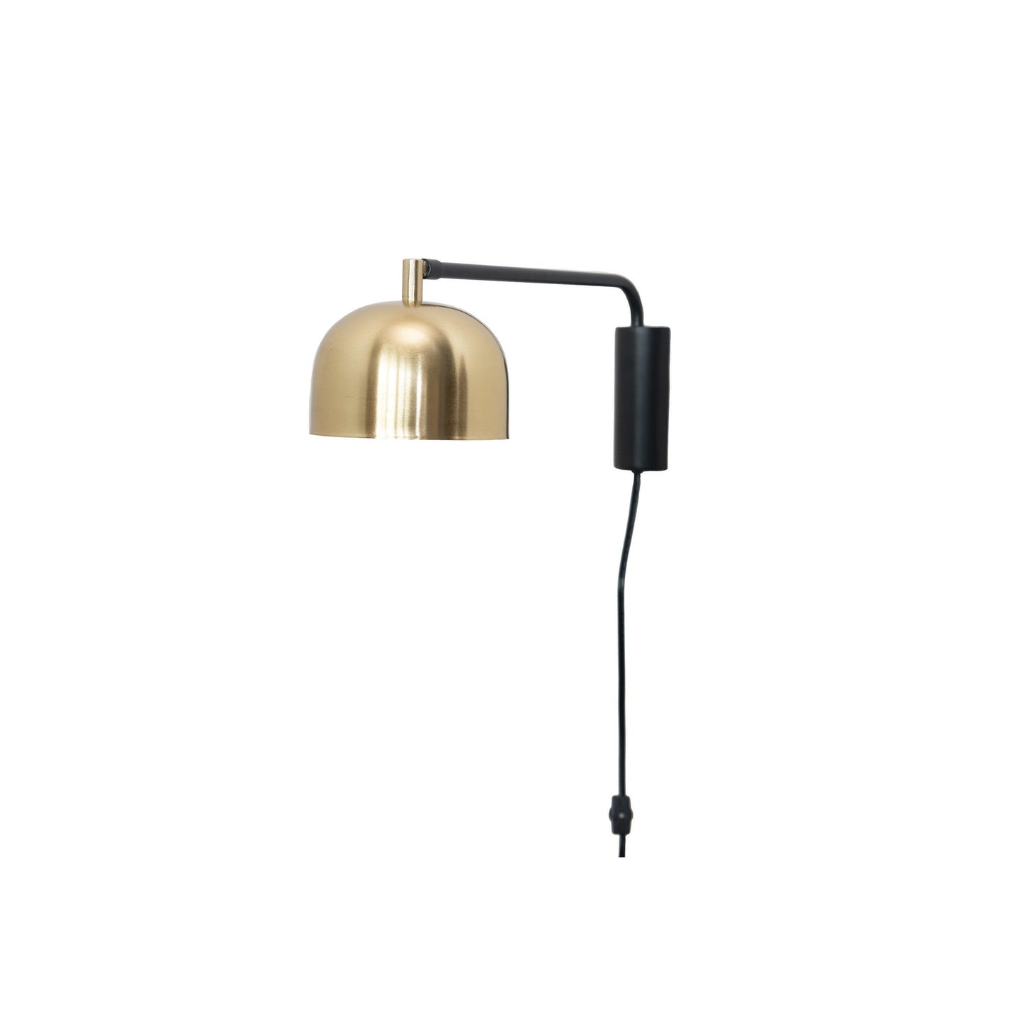 Metal Wall Sconce with Inline Switch, Brass Finish