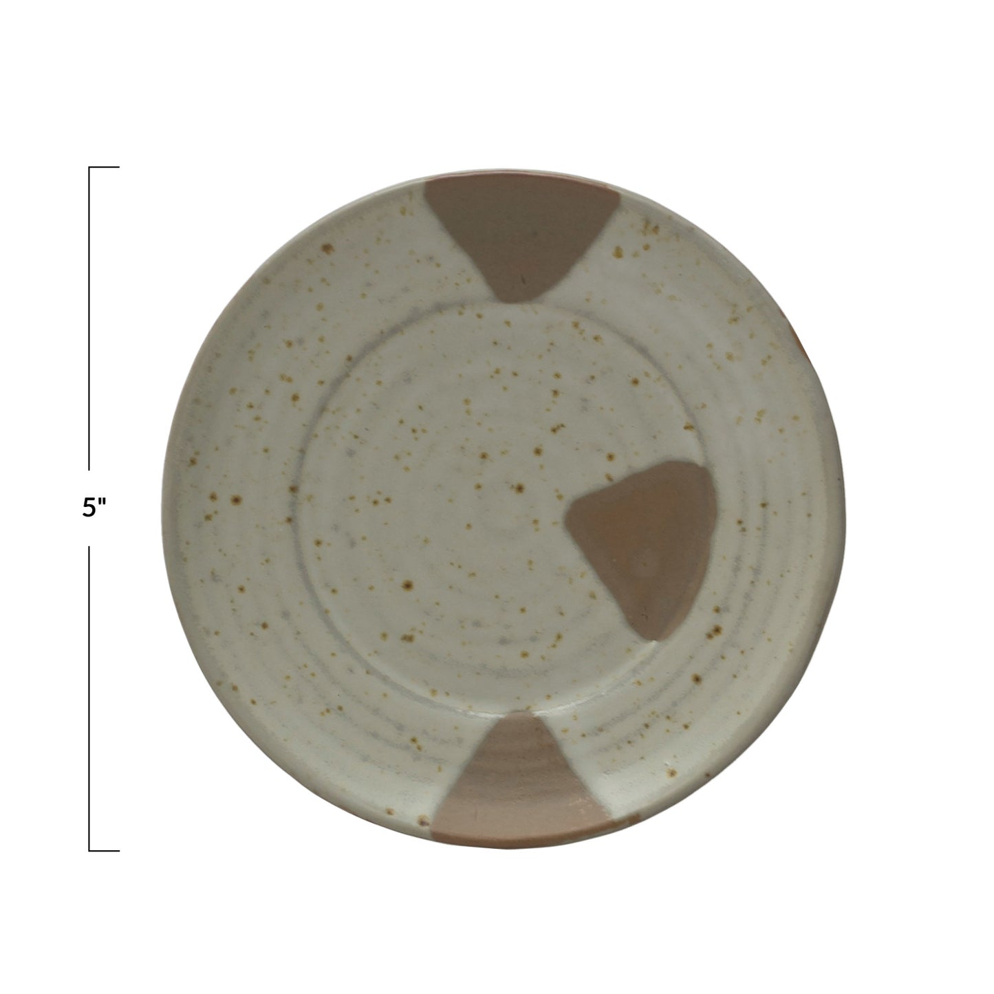Stoneware Plate w/ Geometric Pattern, Reactive Glaze