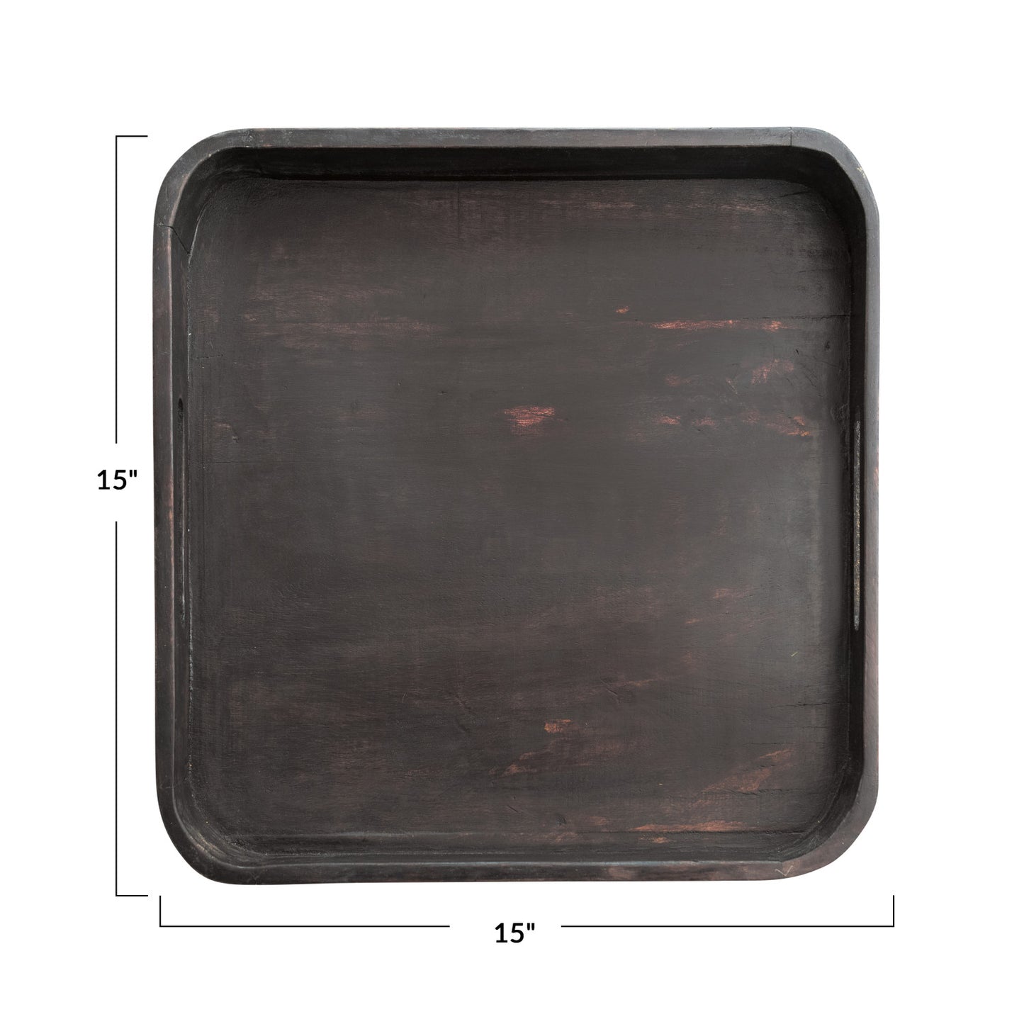 Decorative Mango Wood Tray w/ Handles, Black