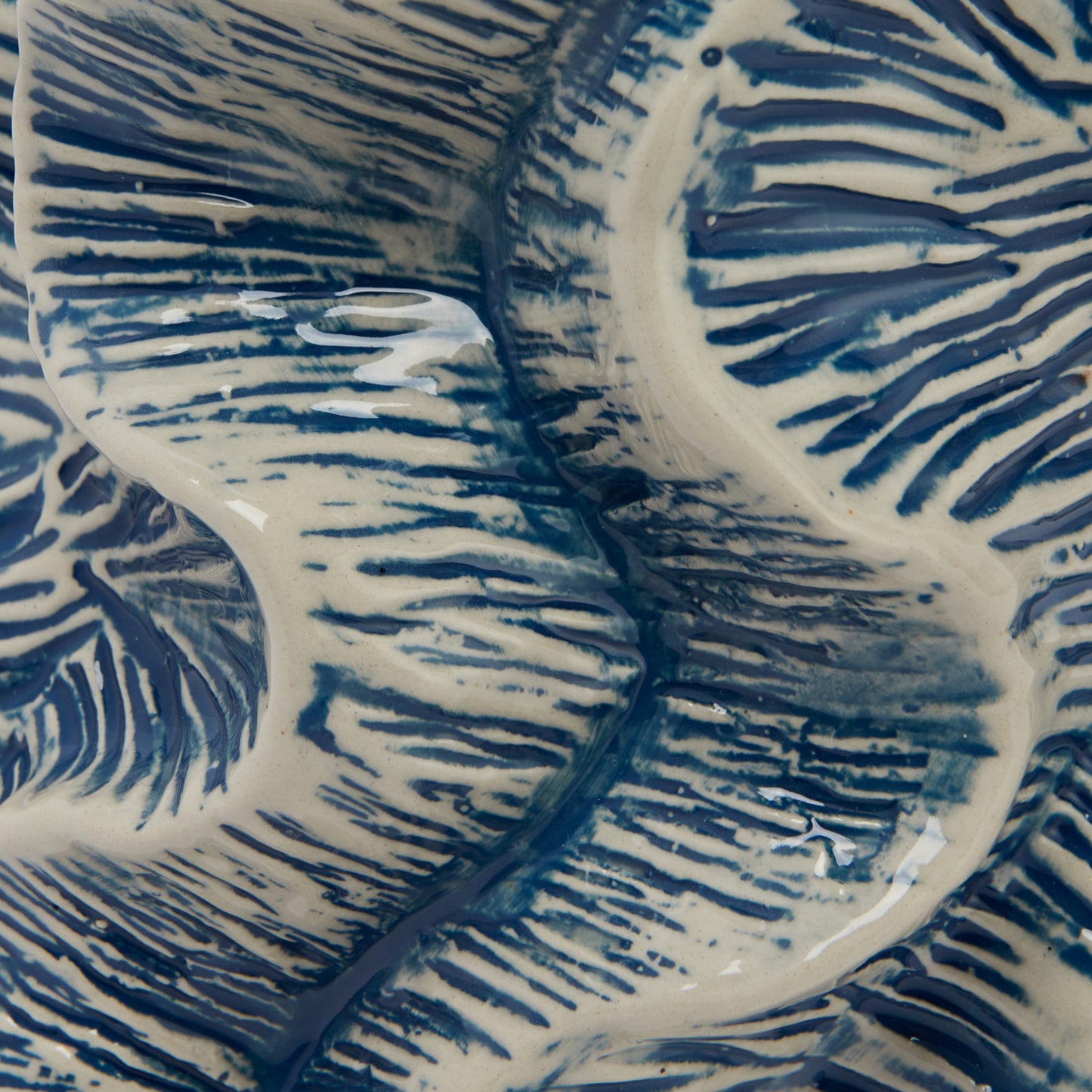 Textured Stoneware Organic Shaped Vase, Reactive Glaze, Blue (Each One Will Vary)
