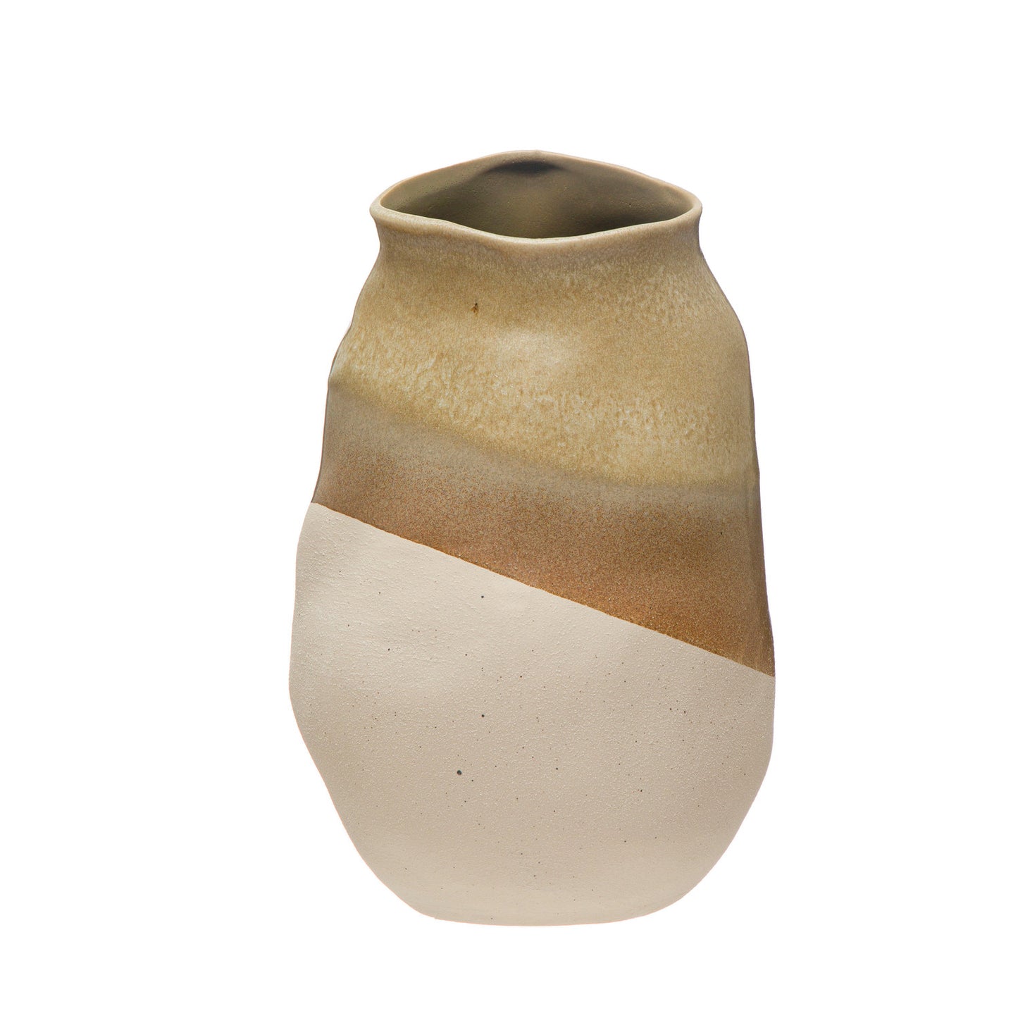 Tri-Tone Stoneware Vase, Reactive Glaze, Multi Color (Each One Will Vary)