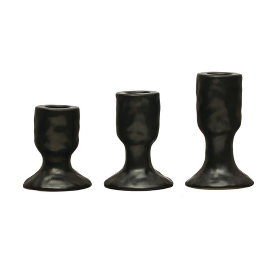 Stoneware Taper Holders, Reactive Glaze