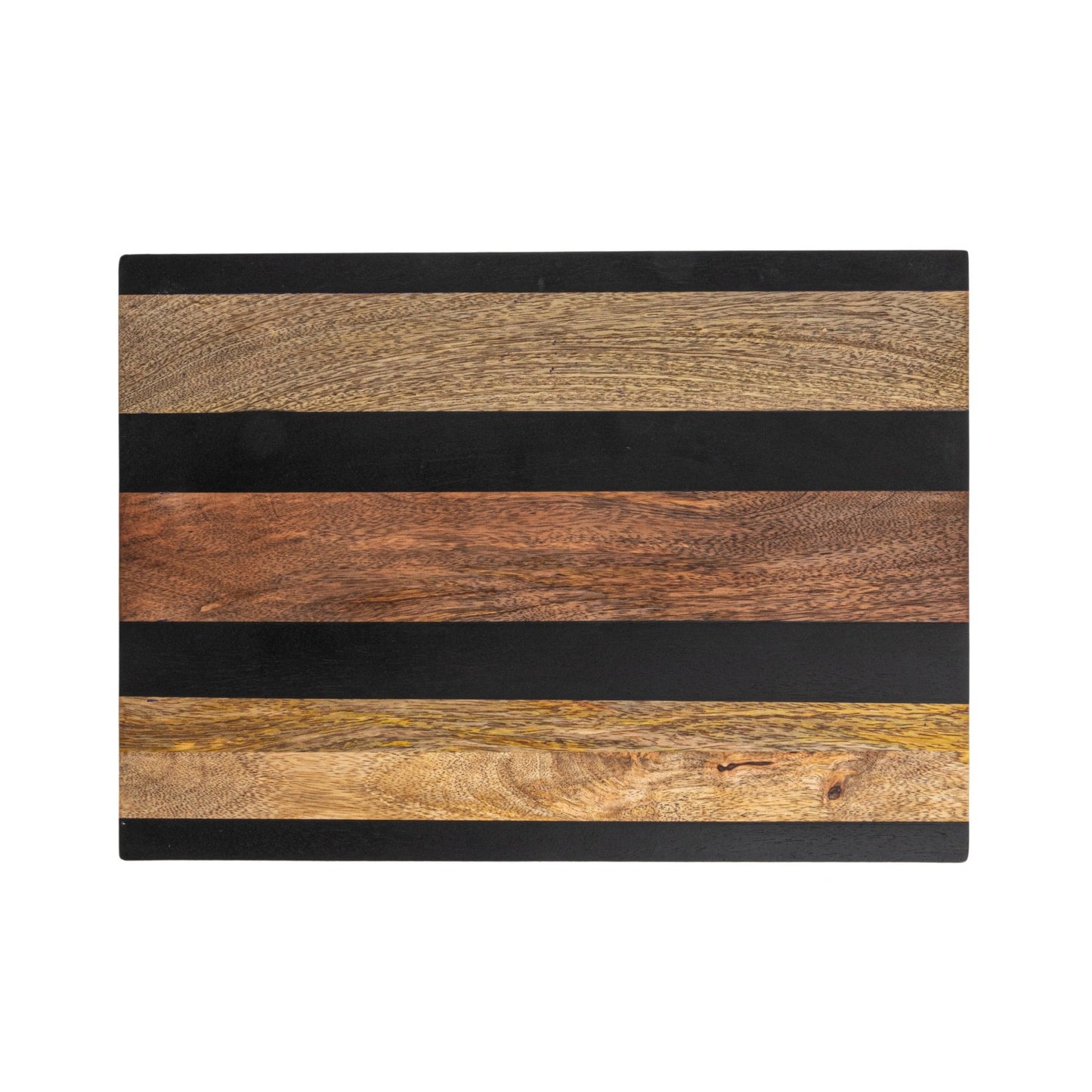 Mango Wood Cheese/Cutting Board w/ Stripes, Natural & Black