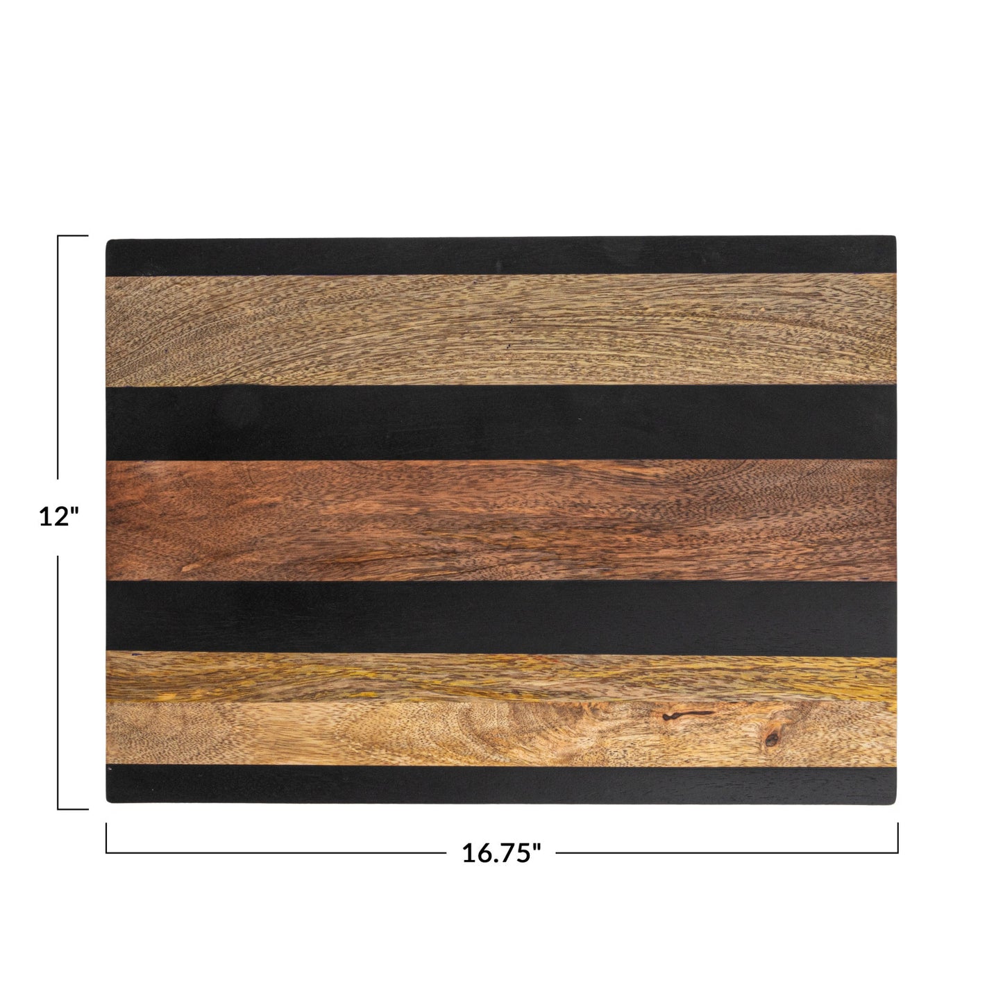 Mango Wood Cheese/Cutting Board w/ Stripes, Natural & Black