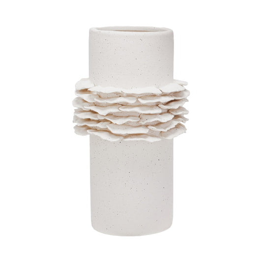 Stoneware Vase w/ Ruffles, Matte Cream