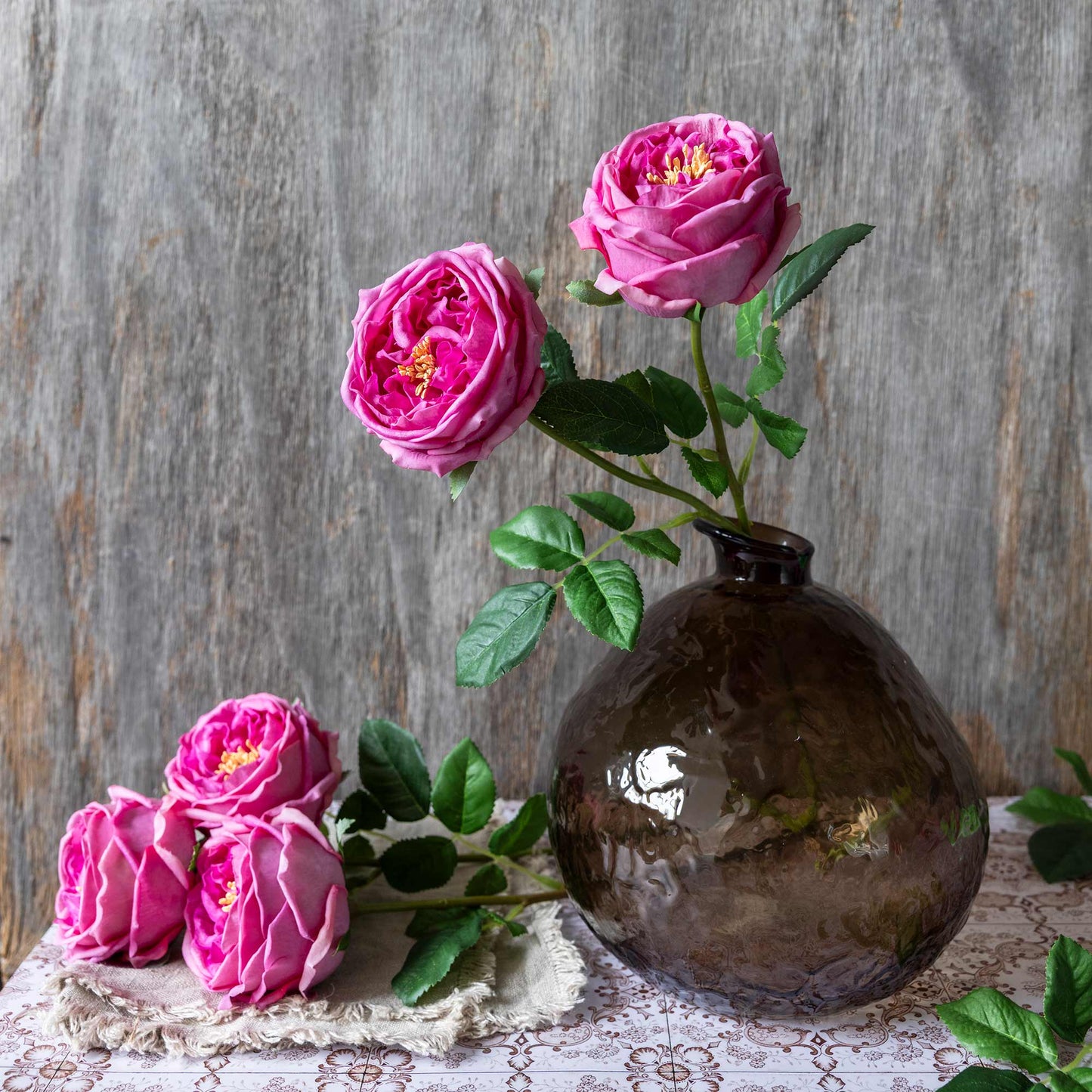 ARTIFICIAL GARDEN ROSE (Real Touch), MAUVE