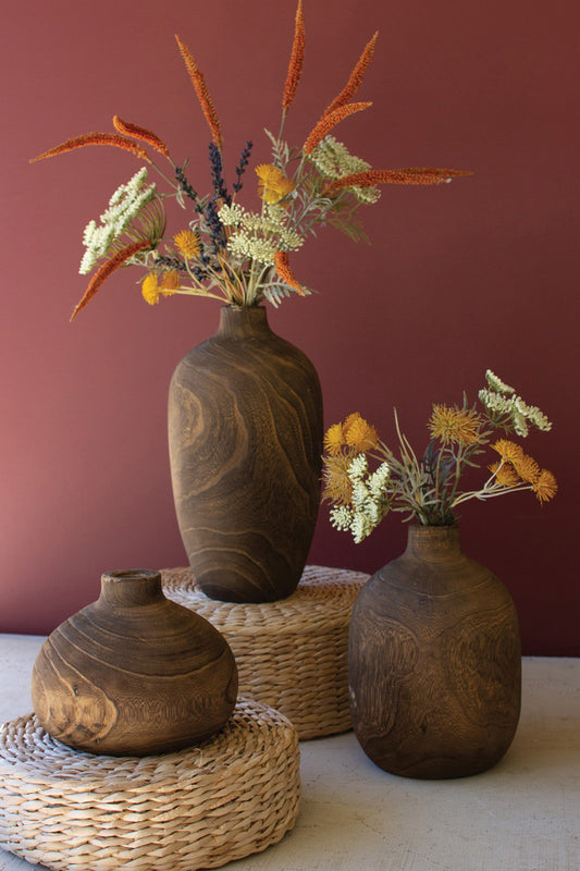 Wooden Vases with Walnut Finish