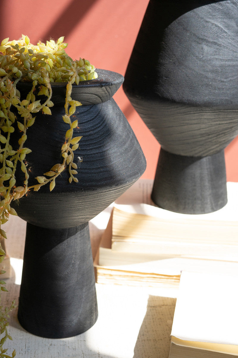 Black Wooden Vases