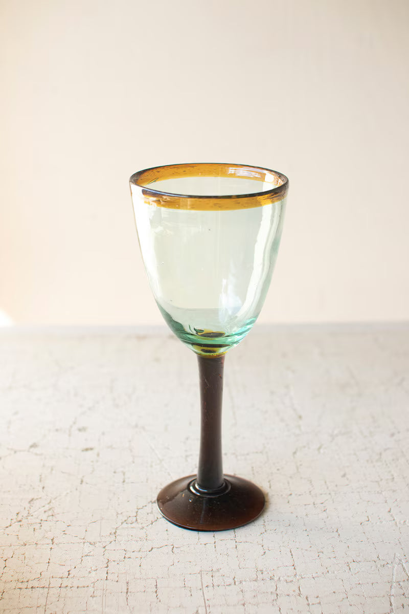 Amber Rim Wine Glass