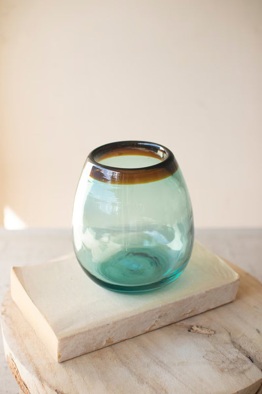 Amber Rim Stemless Wine Glass
