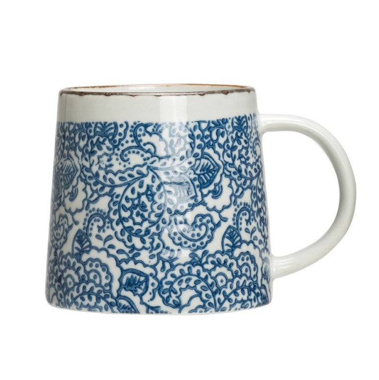 Hand-Stamped Stoneware Mug, 3 Styles