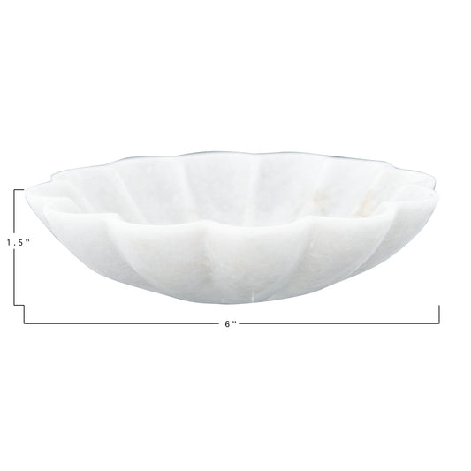 Carved Marble Flower Shaped Dish