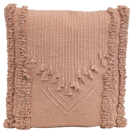Embroidered Pillow with Applique & Fringe