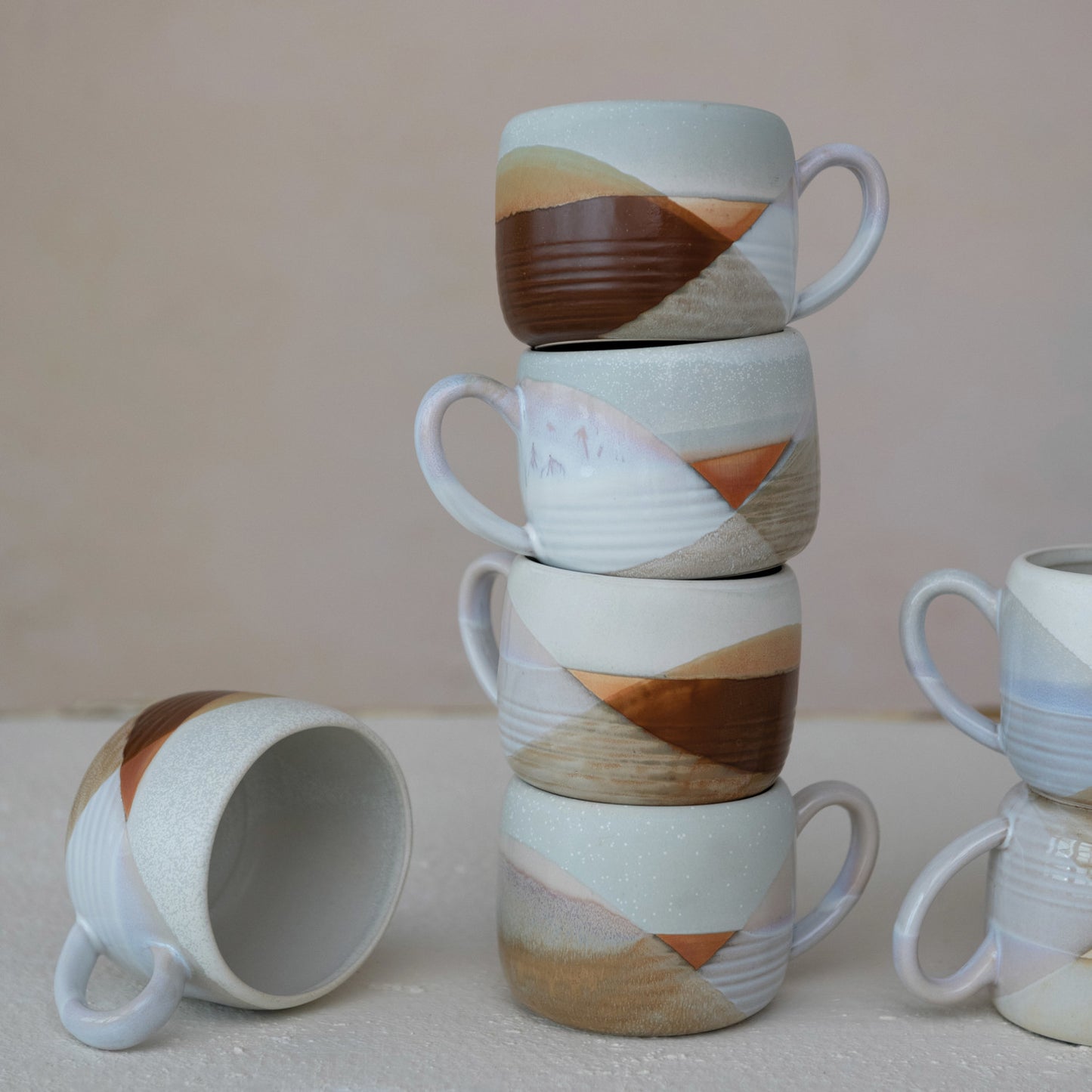 16 oz. Stoneware Mug w/ Design, 2 Colors (Each One Will Vary)