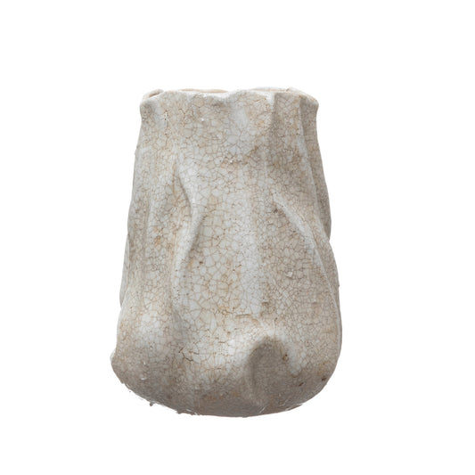 Stoneware Organic Shaped Vase, Crackle Glaze (Each One Will Vary)