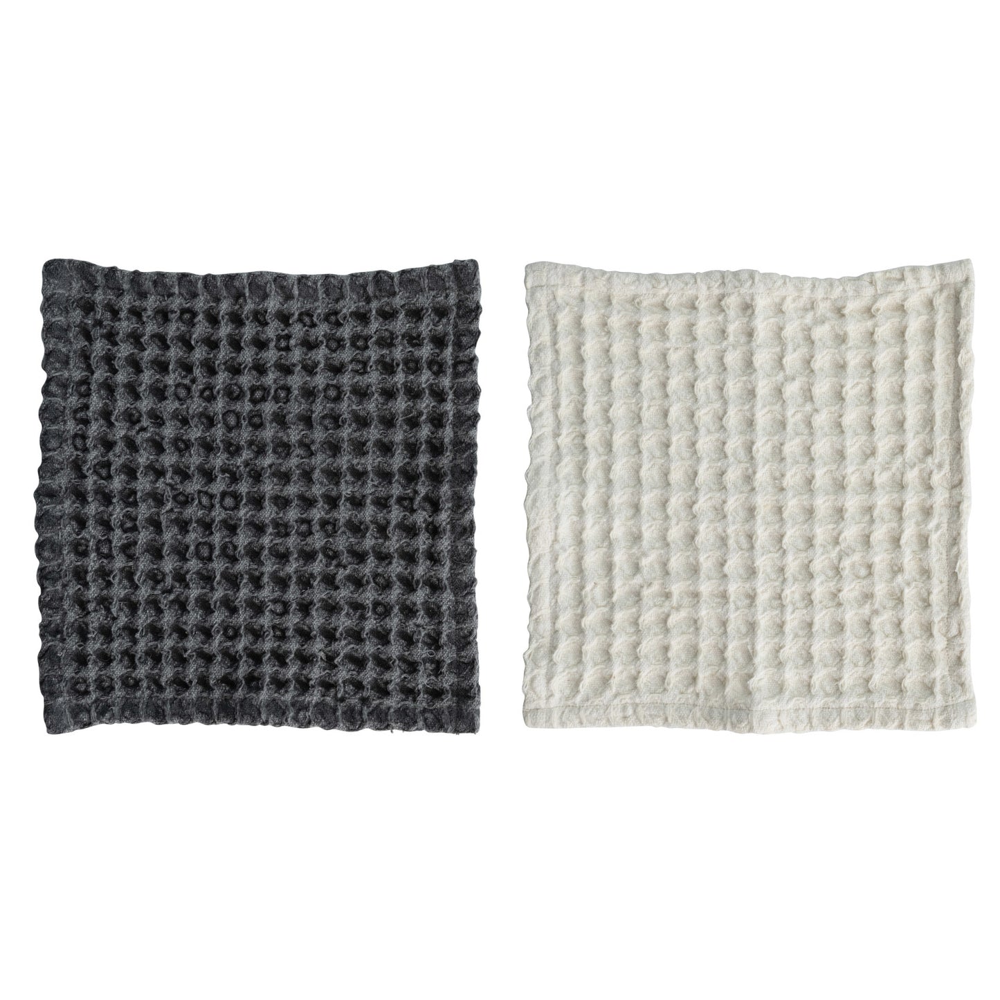 11.5" Cotton Waffle Weave Dish Cloths w/ Loops, Set of 2